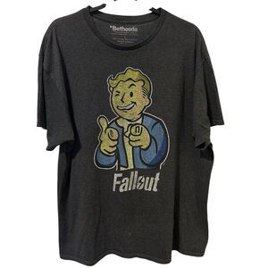 Fallout Vault Boy Shirt Mens XL Gray Bethesda 2016 Video Game Tee Gamer Graphic